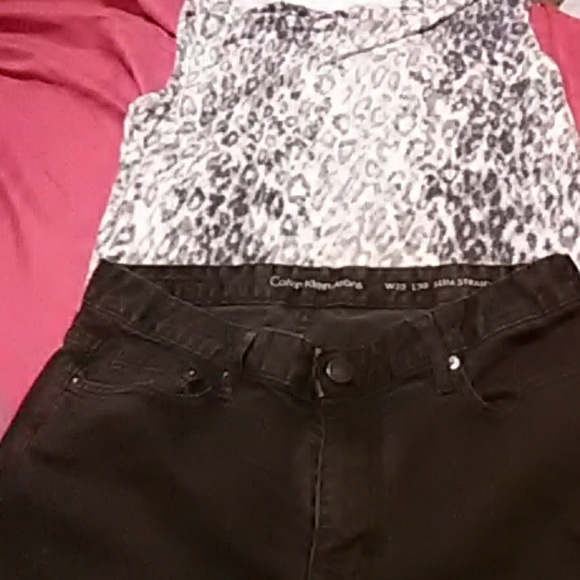 Calvin Klein Black Slim Straight Jeans - Picture 3 of 7